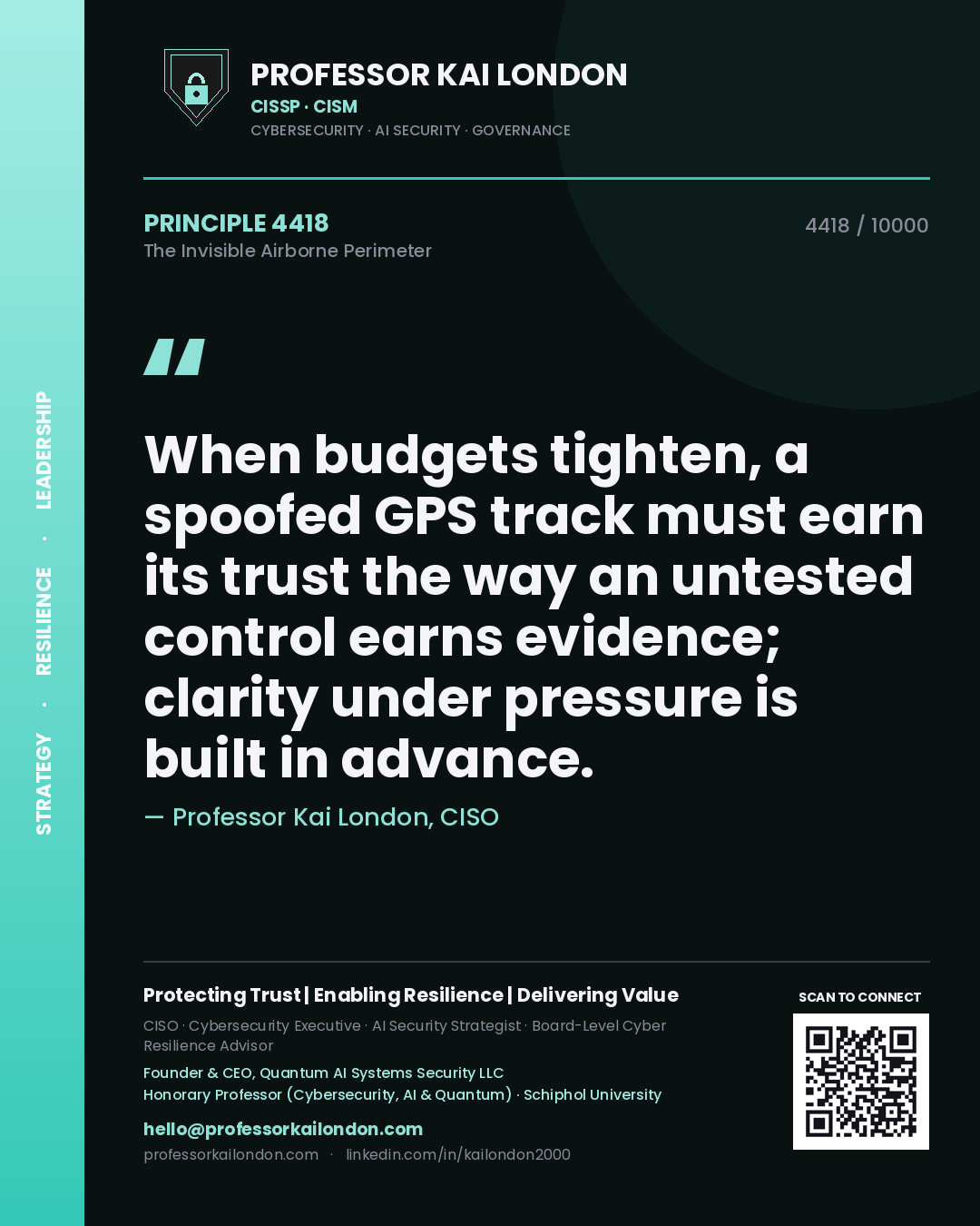 Professor Kai London principle 4418: When budgets tighten, a spoofed GPS track must earn its trust the way an untested control earns evidence; clarity under pressure is built in advance.