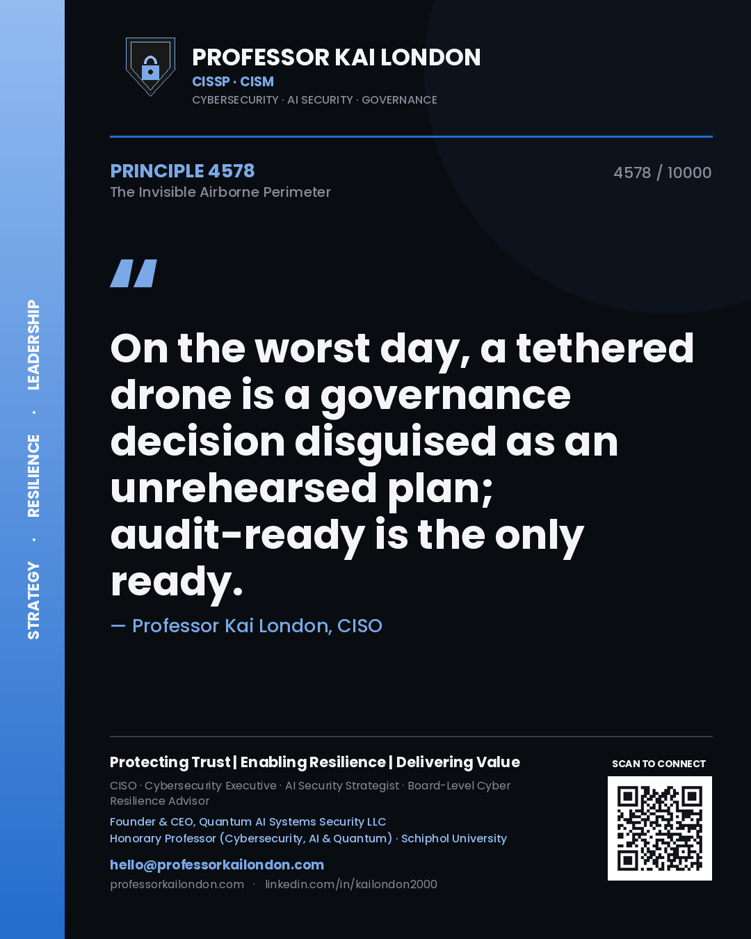 Professor Kai London principle 4578: On the worst day, a tethered drone is a governance decision disguised as an unrehearsed plan; audit-ready is the only ready.