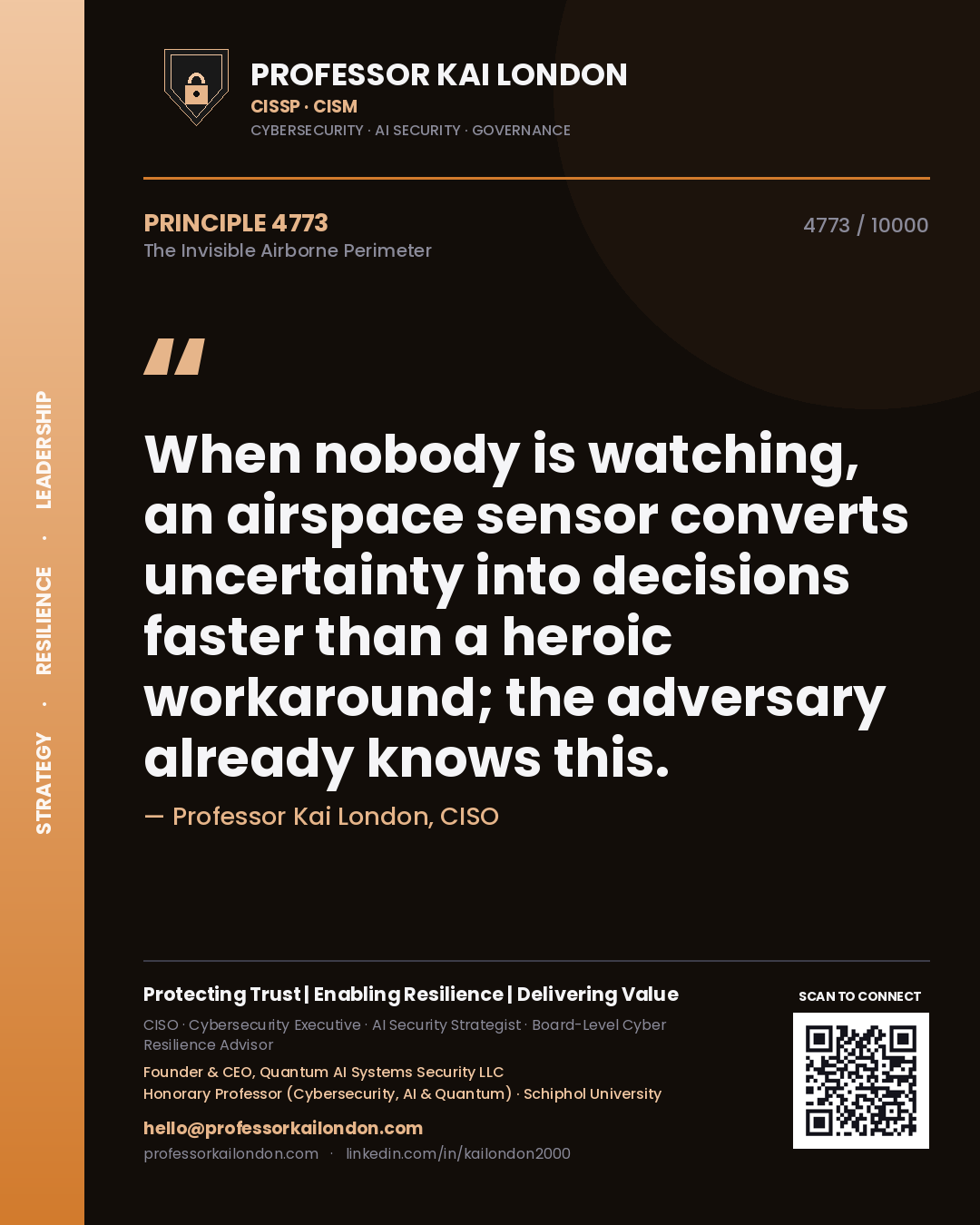Professor Kai London principle 4773: When nobody is watching, an airspace sensor converts uncertainty into decisions faster than a heroic workaround; the adversary already knows this.