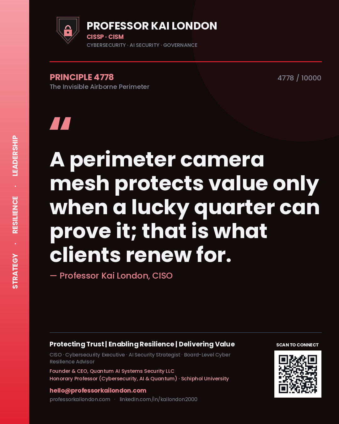 Professor Kai London principle 4778: A perimeter camera mesh protects value only when a lucky quarter can prove it; that is what clients renew for.