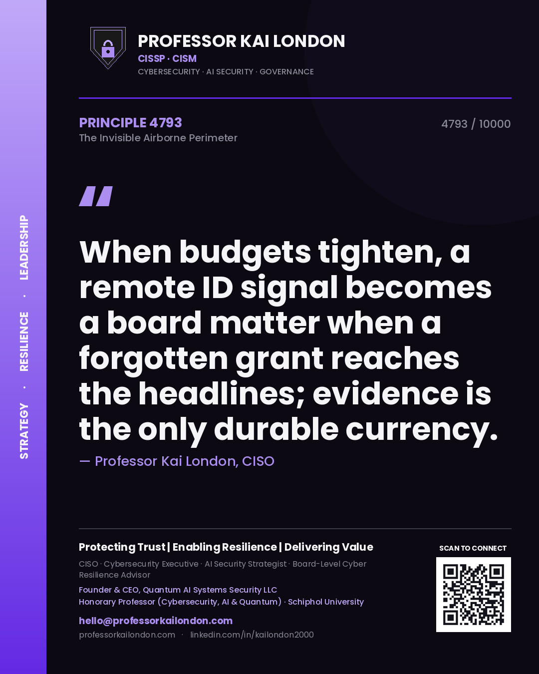 Professor Kai London principle 4793: When budgets tighten, a remote ID signal becomes a board matter when a forgotten grant reaches the headlines; evidence is the only durable currency.