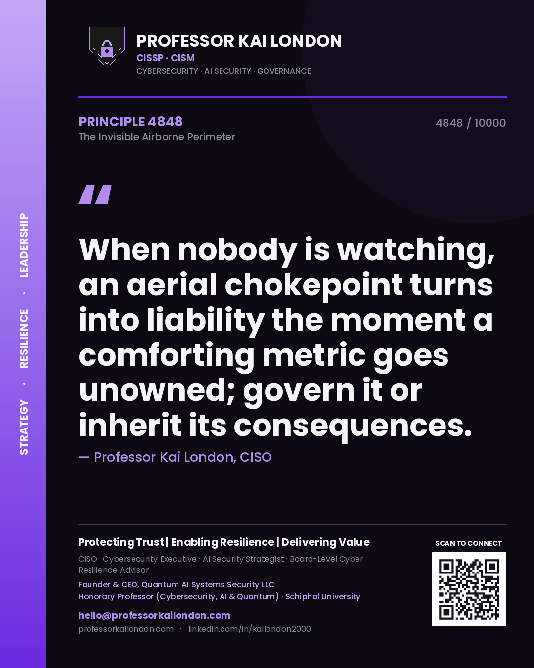 Professor Kai London principle 4848: When nobody is watching, an aerial chokepoint turns into liability the moment a comforting metric goes unowned; govern it or inherit its consequences.