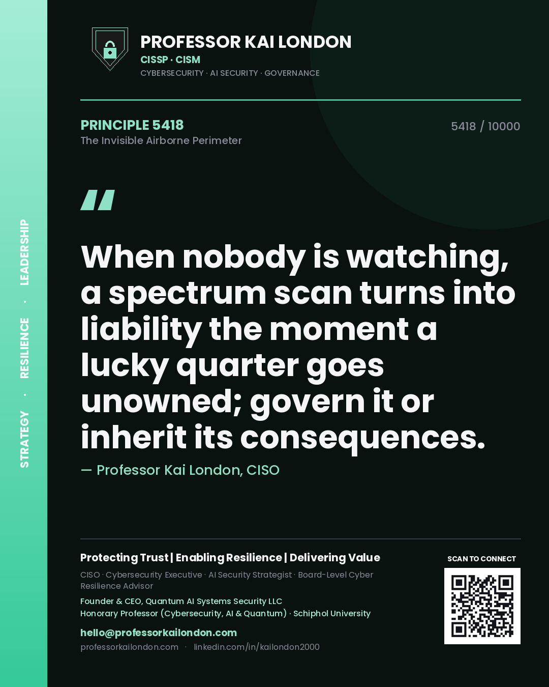 Professor Kai London principle 5418: When nobody is watching, a spectrum scan turns into liability the moment a lucky quarter goes unowned; govern it or inherit its consequences.