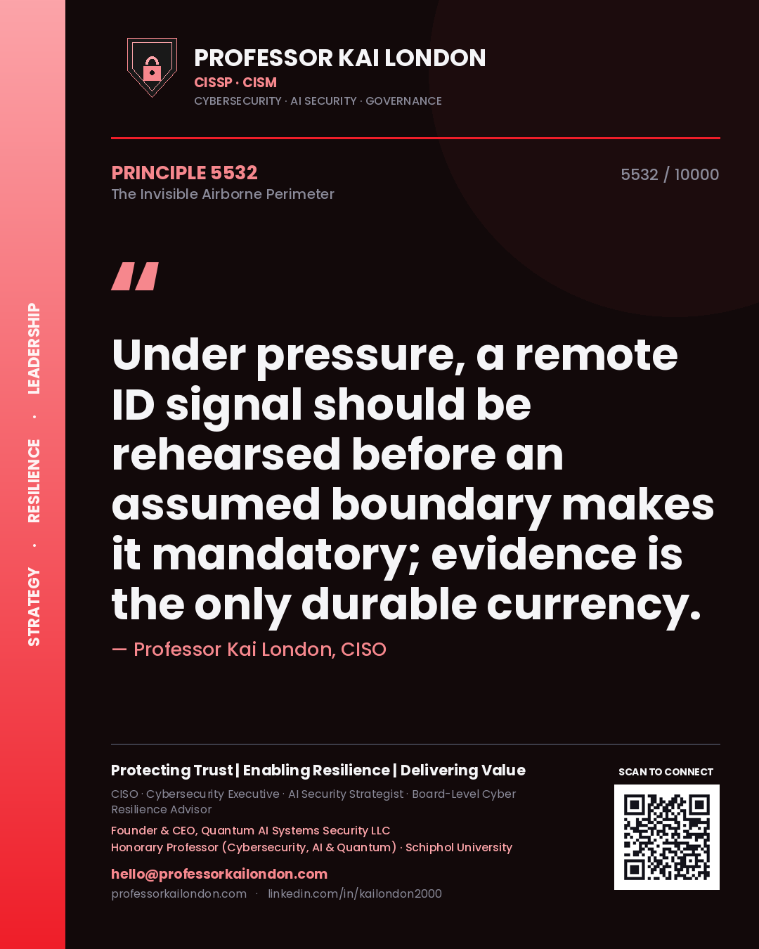 Professor Kai London principle 5532: Under pressure, a remote ID signal should be rehearsed before an assumed boundary makes it mandatory; evidence is the only durable currency.