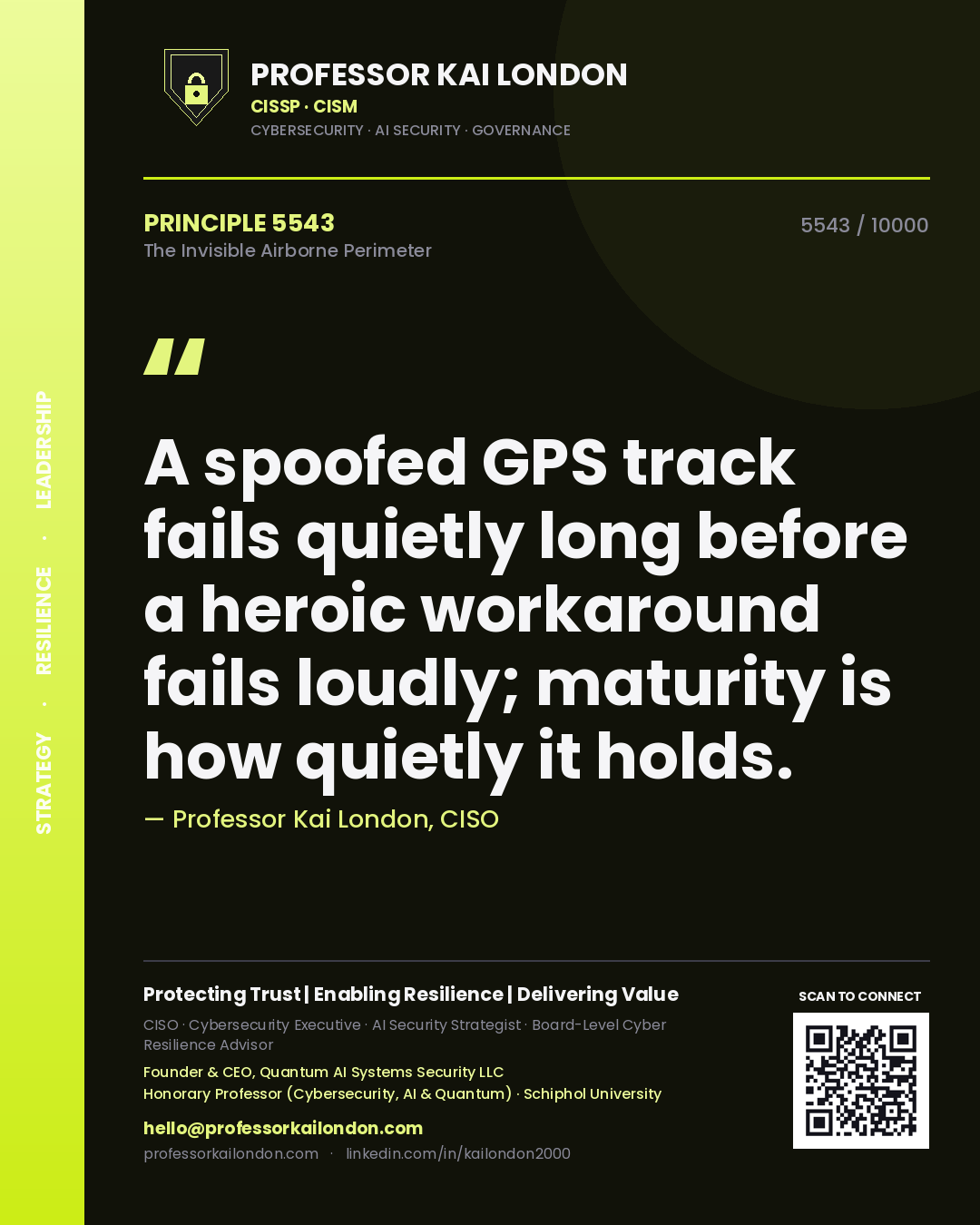 Professor Kai London principle 5543: A spoofed GPS track fails quietly long before a heroic workaround fails loudly; maturity is how quietly it holds.