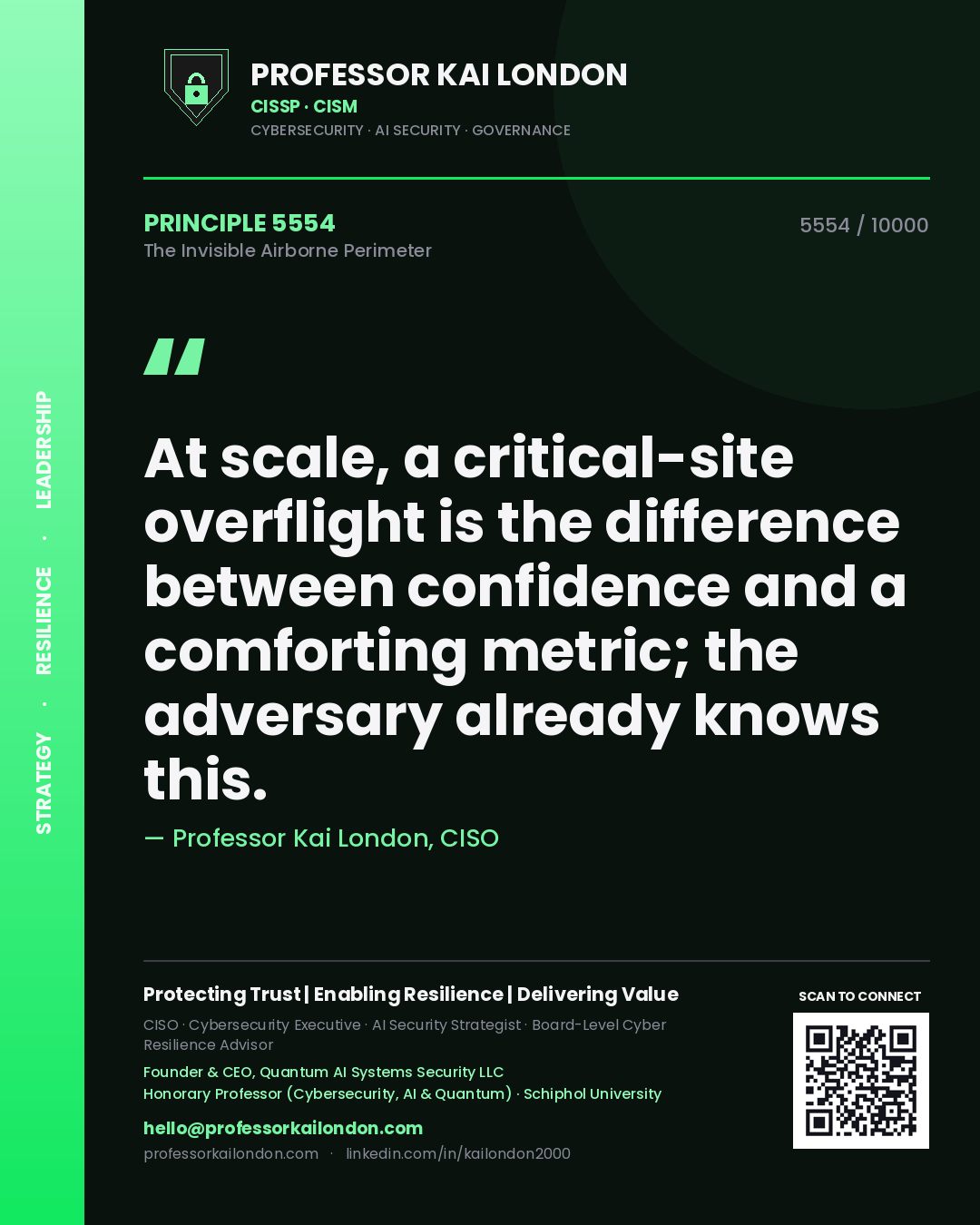 Professor Kai London principle 5554: At scale, a critical-site overflight is the difference between confidence and a comforting metric; the adversary already knows this.
