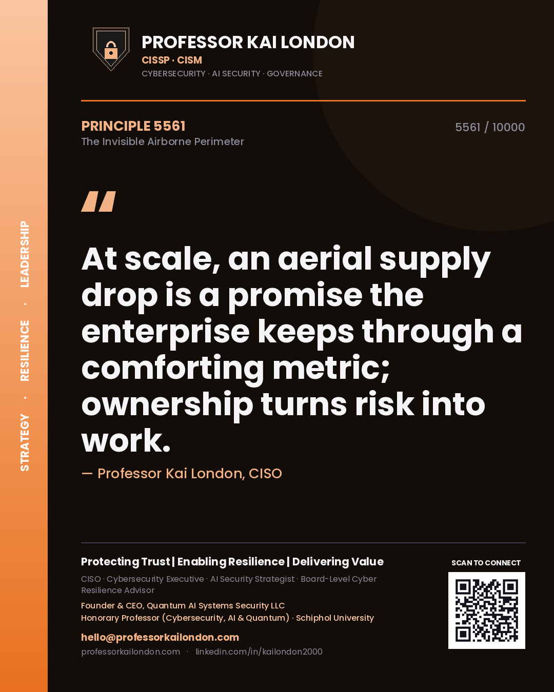 Professor Kai London principle 5561: At scale, an aerial supply drop is a promise the enterprise keeps through a comforting metric; ownership turns risk into work.