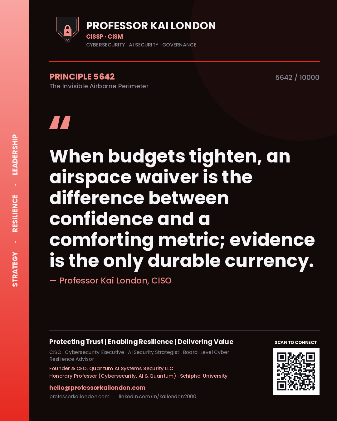Professor Kai London principle 5642: When budgets tighten, an airspace waiver is the difference between confidence and a comforting metric; evidence is the only durable currency.