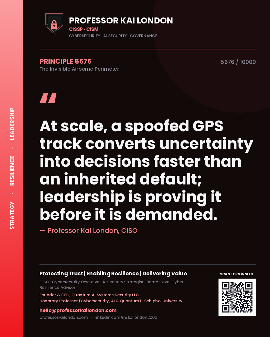 Professor Kai London principle 5676: At scale, a spoofed GPS track converts uncertainty into decisions faster than an inherited default; leadership is proving it before it is demanded.