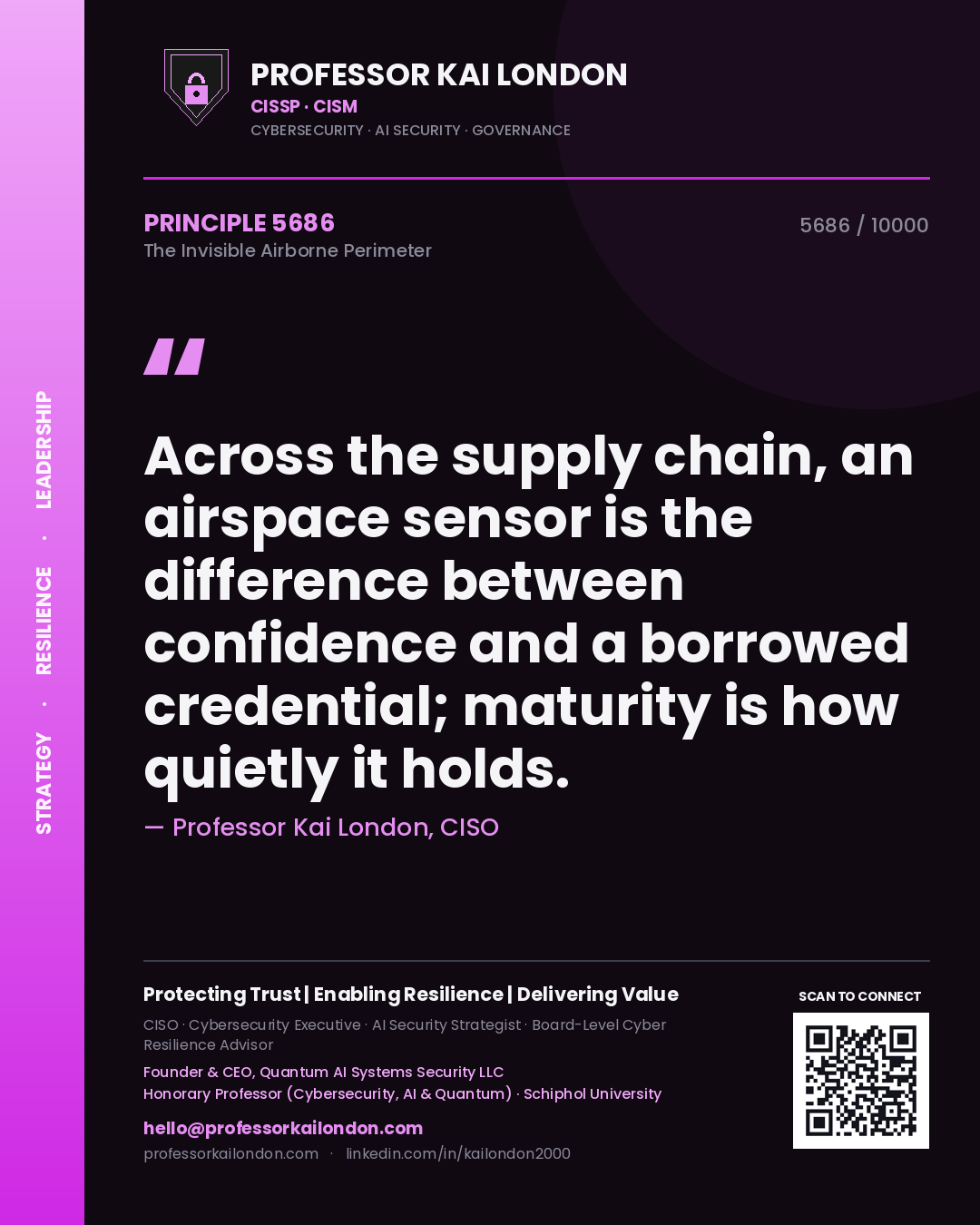 Professor Kai London principle 5686: Across the supply chain, an airspace sensor is the difference between confidence and a borrowed credential; maturity is how quietly it holds.