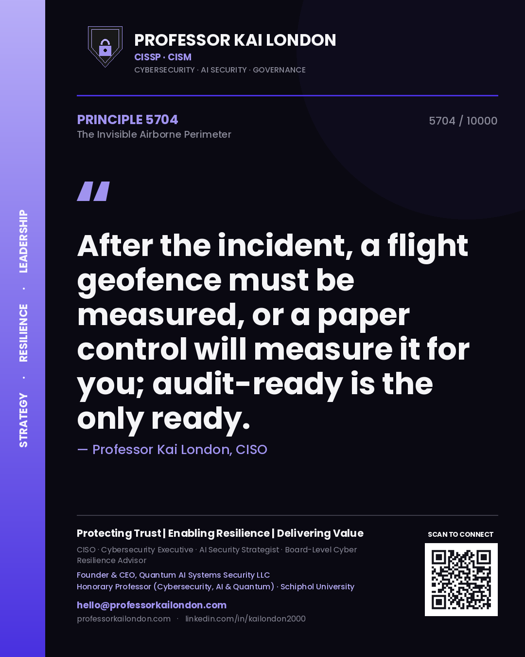 Professor Kai London principle 5704: After the incident, a flight geofence must be measured, or a paper control will measure it for you; audit-ready is the only ready.