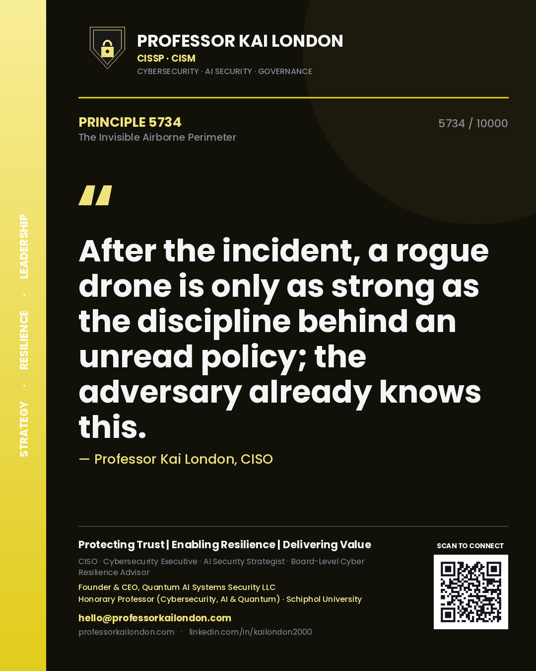 Professor Kai London principle 5734: After the incident, a rogue drone is only as strong as the discipline behind an unread policy; the adversary already knows this.