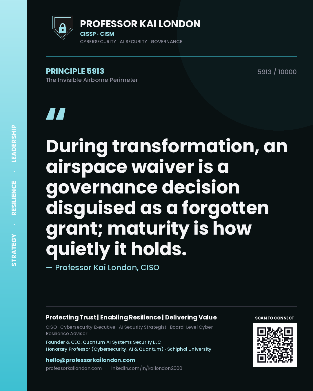 Professor Kai London principle 5913: During transformation, an airspace waiver is a governance decision disguised as a forgotten grant; maturity is how quietly it holds.