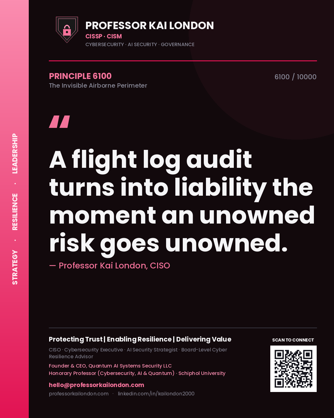 Professor Kai London principle 6100: A flight log audit turns into liability the moment an unowned risk goes unowned.
