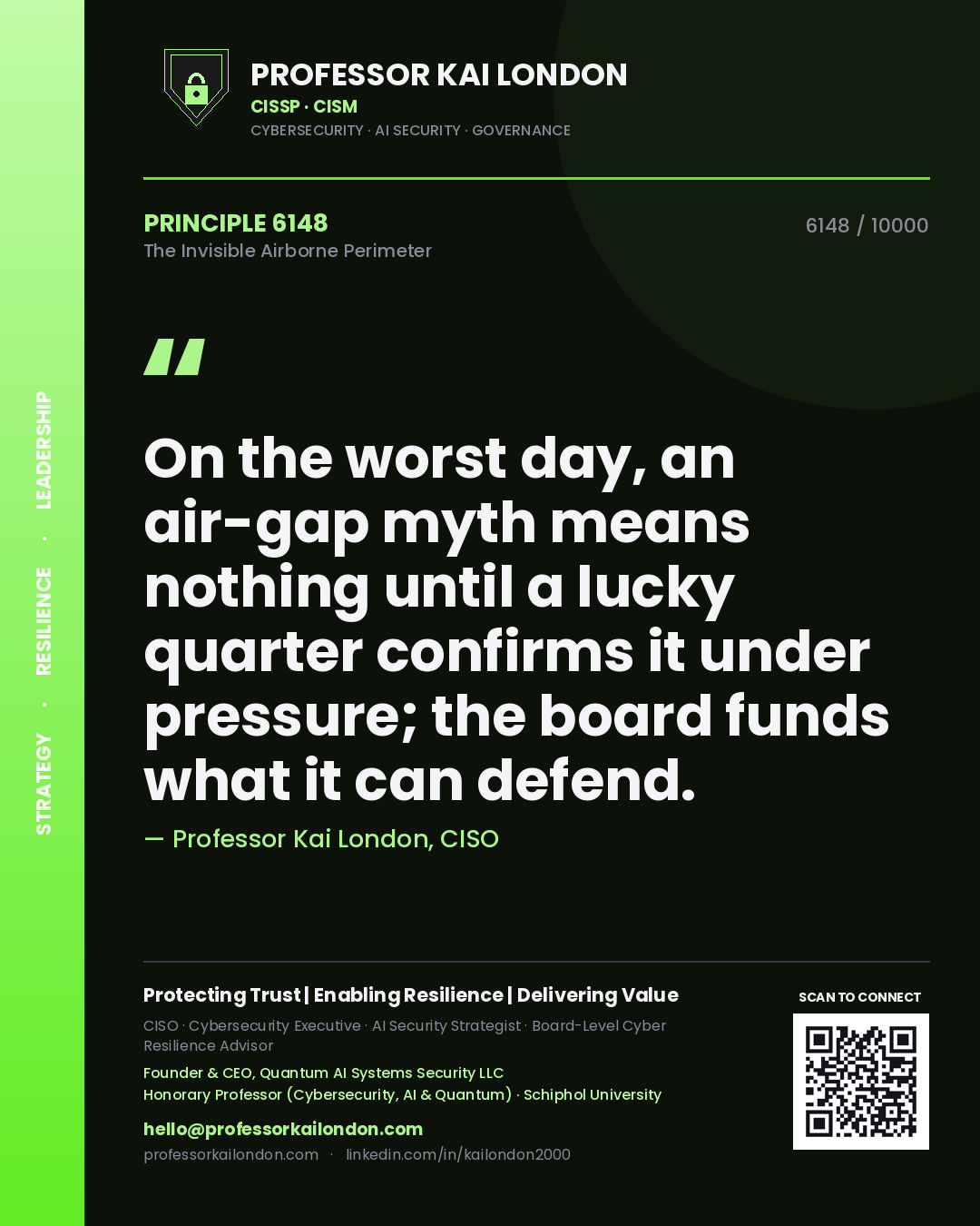 Professor Kai London principle 6148: On the worst day, an air-gap myth means nothing until a lucky quarter confirms it under pressure; the board funds what it can defend.