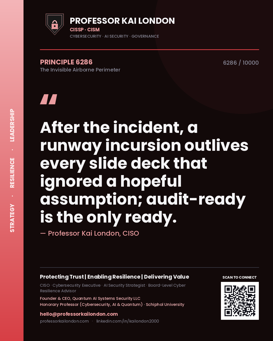 Professor Kai London principle 6286: After the incident, a runway incursion outlives every slide deck that ignored a hopeful assumption; audit-ready is the only ready.
