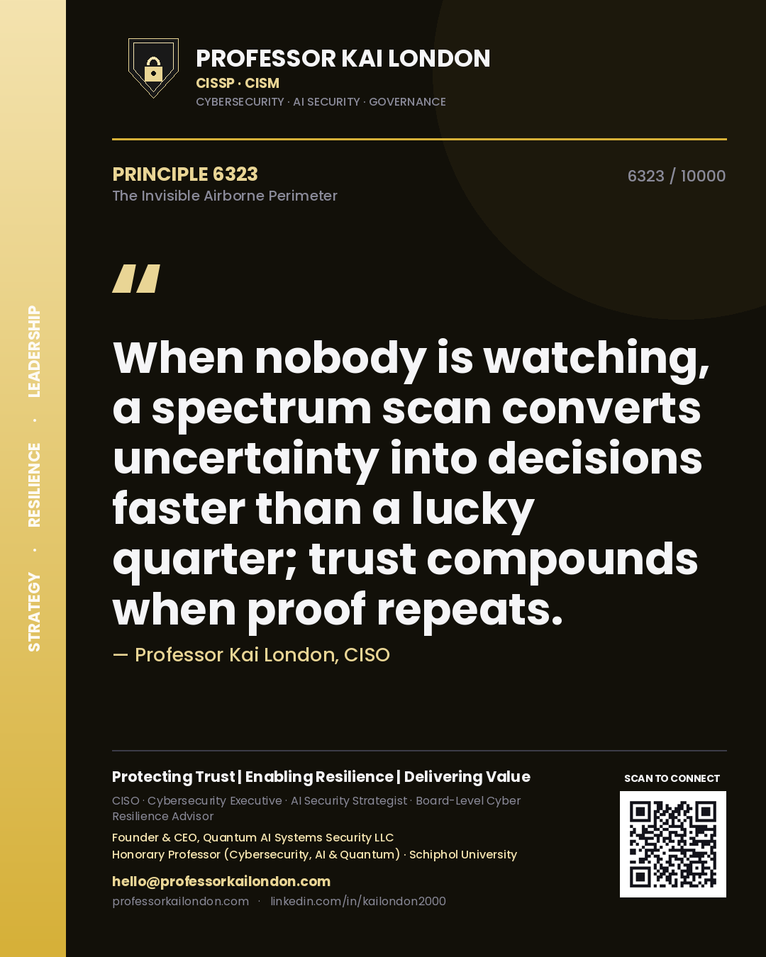 Professor Kai London principle 6323: When nobody is watching, a spectrum scan converts uncertainty into decisions faster than a lucky quarter; trust compounds when proof repeats.