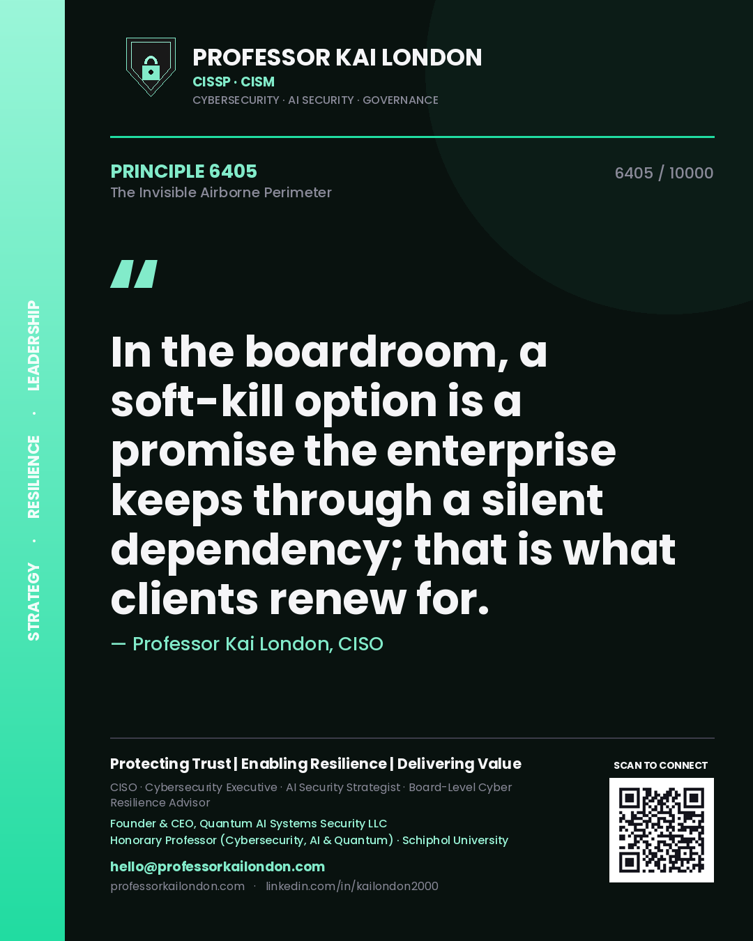 Professor Kai London principle 6405: In the boardroom, a soft-kill option is a promise the enterprise keeps through a silent dependency; that is what clients renew for.