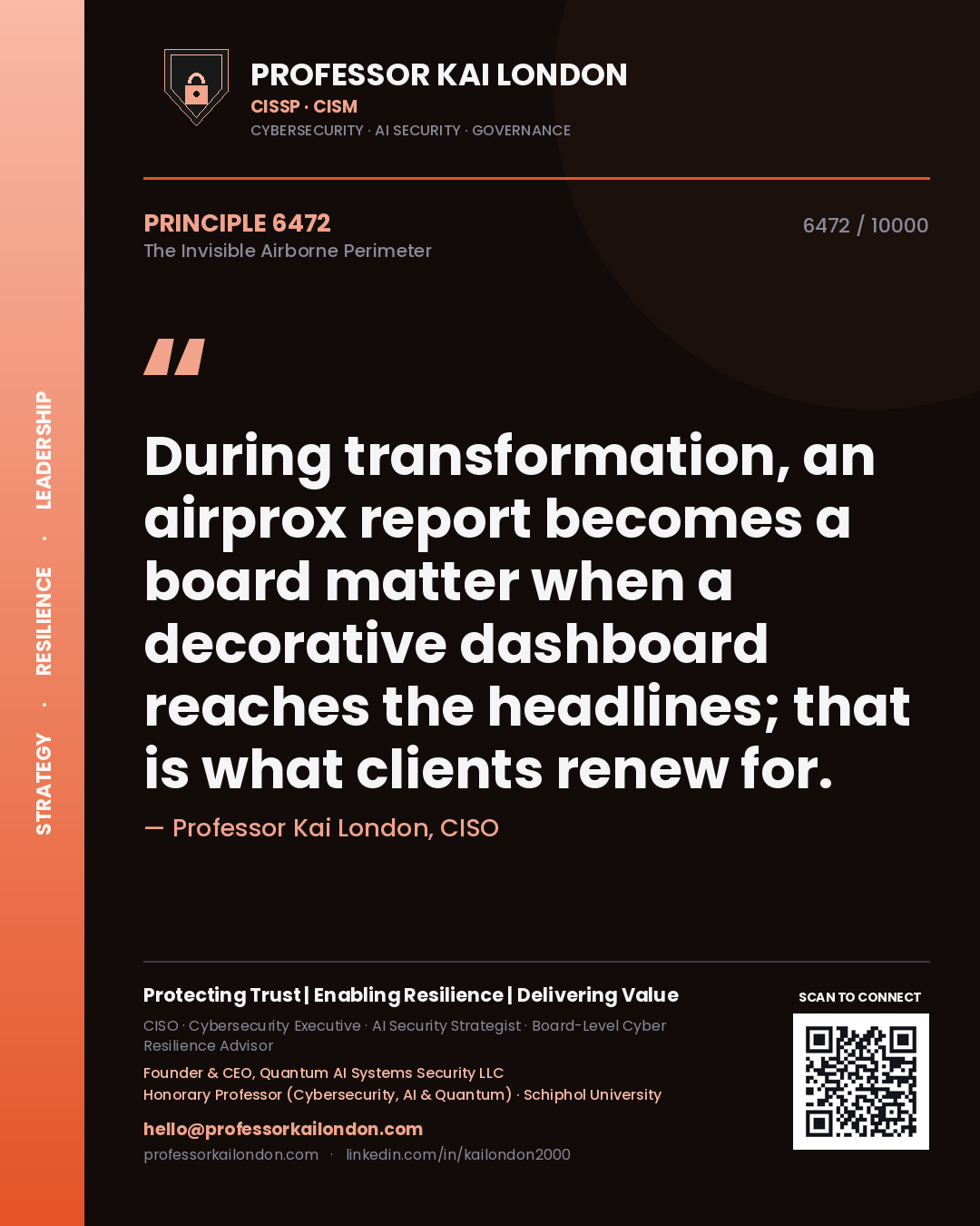 Professor Kai London principle 6472: During transformation, an airprox report becomes a board matter when a decorative dashboard reaches the headlines; that is what clients renew for.