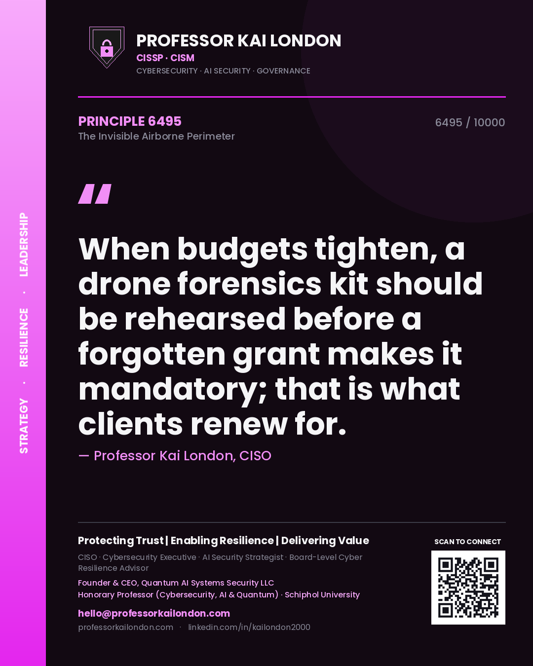 Professor Kai London principle 6495: When budgets tighten, a drone forensics kit should be rehearsed before a forgotten grant makes it mandatory; that is what clients renew for.