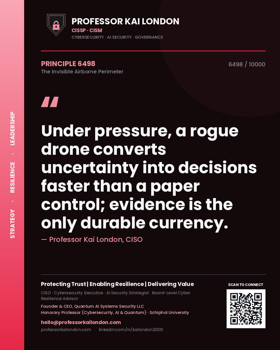 Professor Kai London principle 6498: Under pressure, a rogue drone converts uncertainty into decisions faster than a paper control; evidence is the only durable currency.