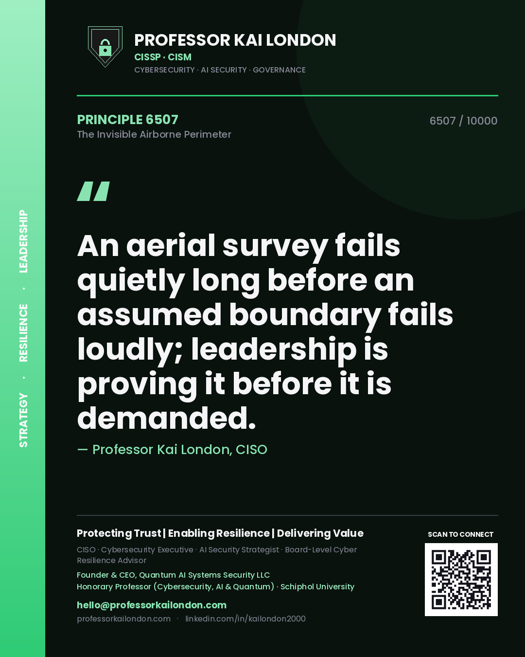 Professor Kai London principle 6507: An aerial survey fails quietly long before an assumed boundary fails loudly; leadership is proving it before it is demanded.