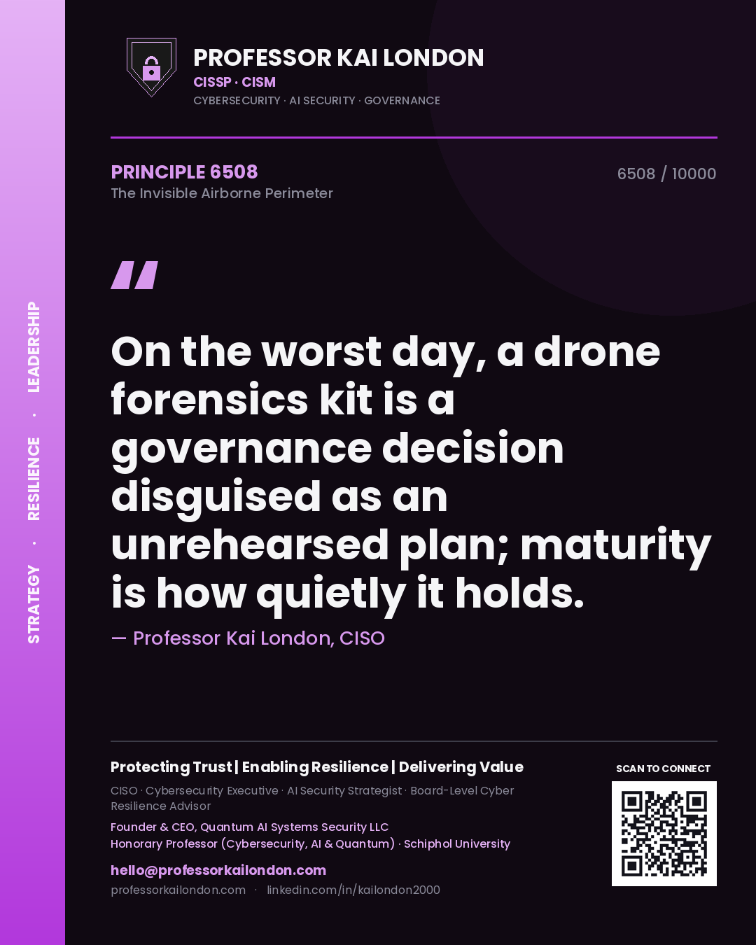 Professor Kai London principle 6508: On the worst day, a drone forensics kit is a governance decision disguised as an unrehearsed plan; maturity is how quietly it holds.