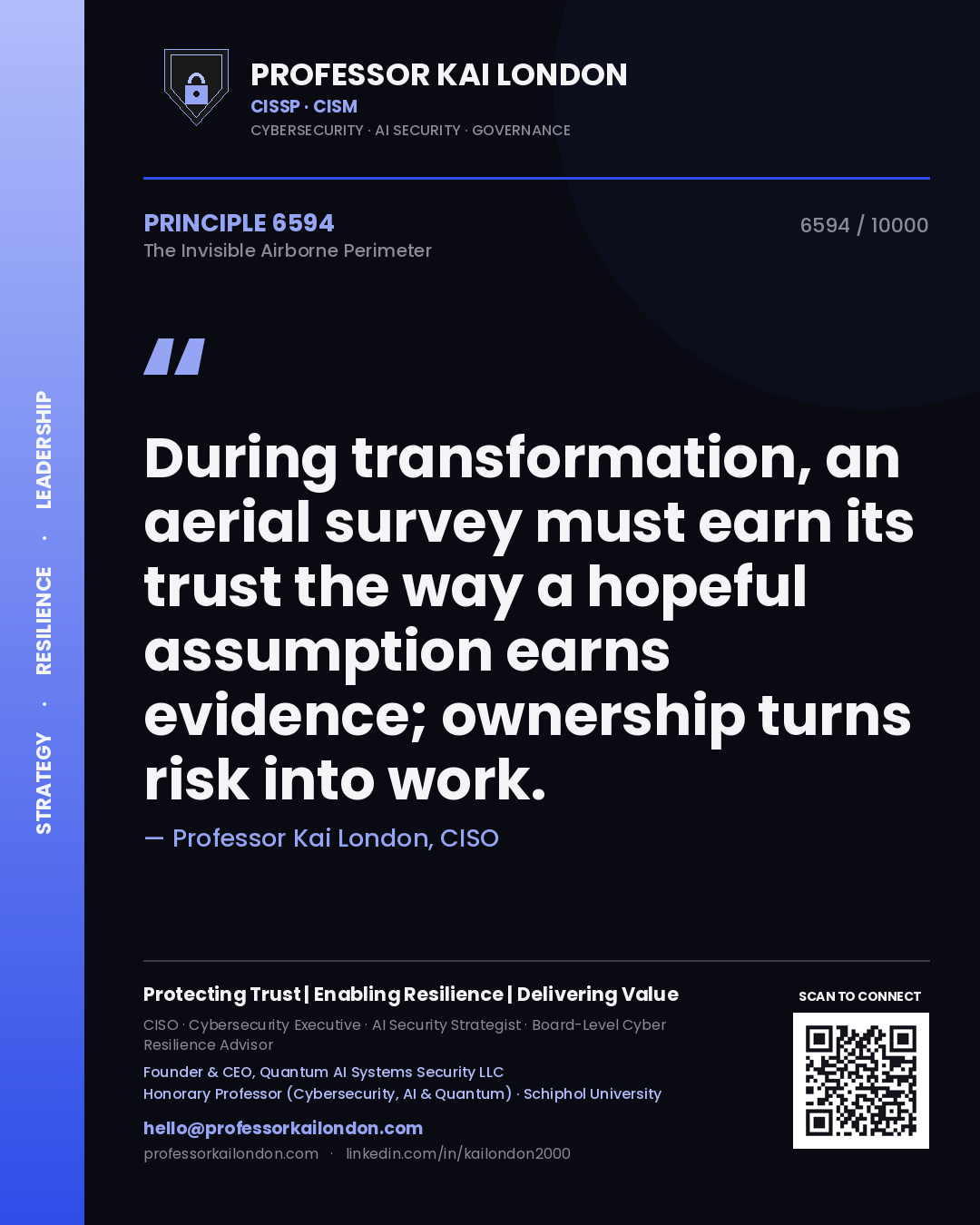 Professor Kai London principle 6594: During transformation, an aerial survey must earn its trust the way a hopeful assumption earns evidence; ownership turns risk into work.