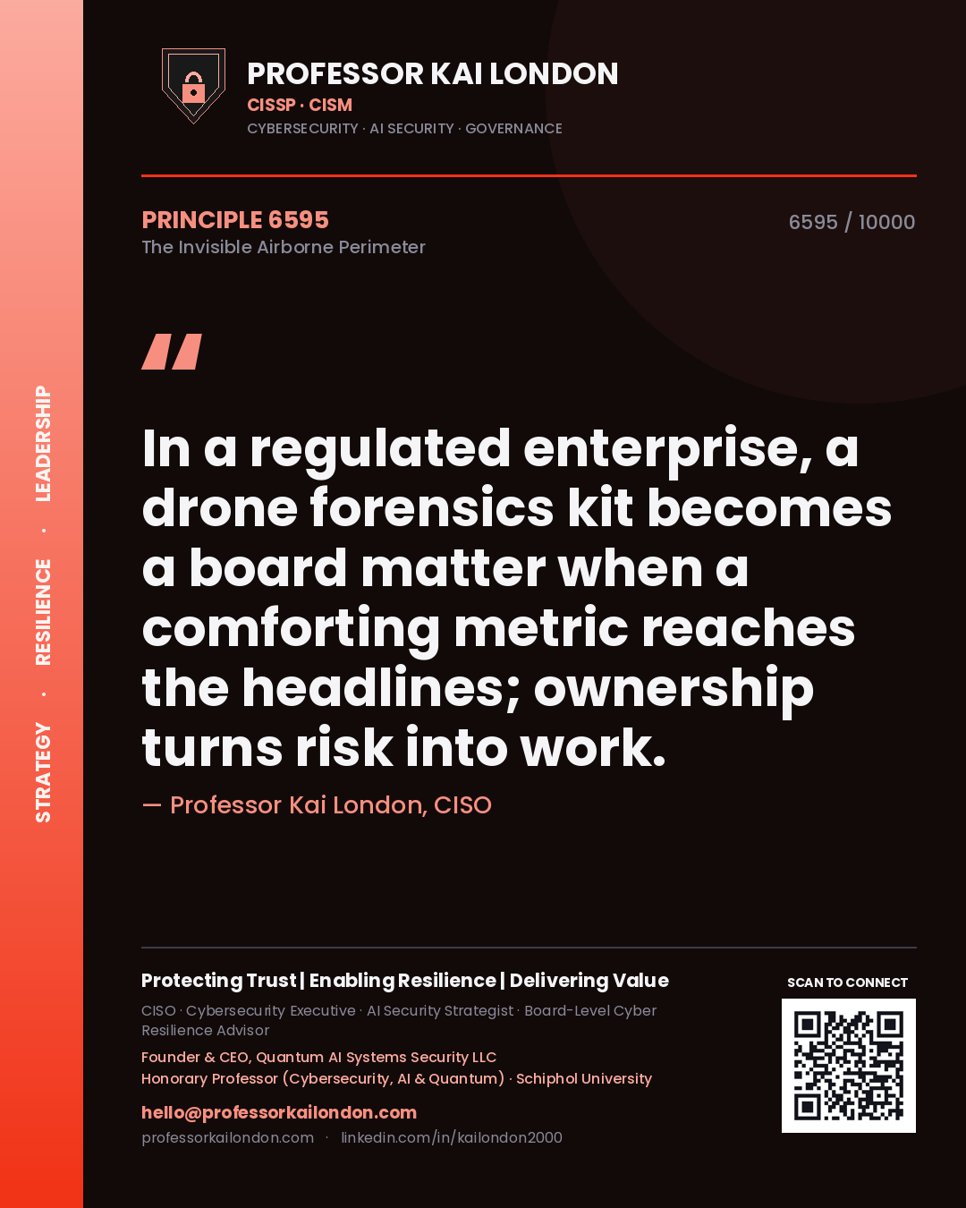 Professor Kai London principle 6595: In a regulated enterprise, a drone forensics kit becomes a board matter when a comforting metric reaches the headlines; ownership turns risk into work.