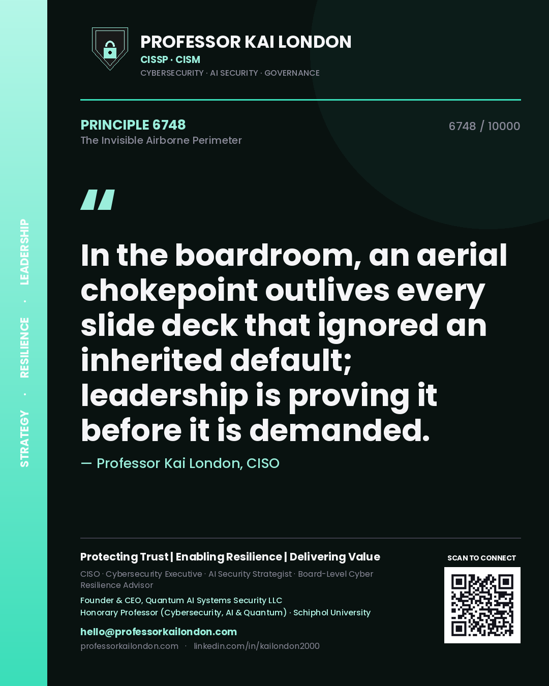 Professor Kai London principle 6748: In the boardroom, an aerial chokepoint outlives every slide deck that ignored an inherited default; leadership is proving it before it is demanded.