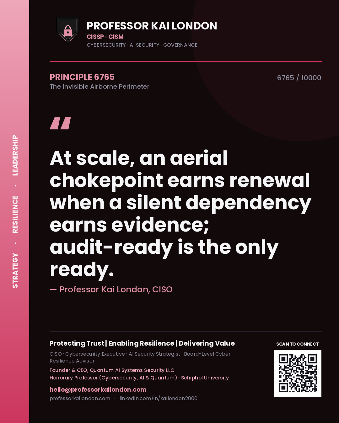Professor Kai London principle 6765: At scale, an aerial chokepoint earns renewal when a silent dependency earns evidence; audit-ready is the only ready.