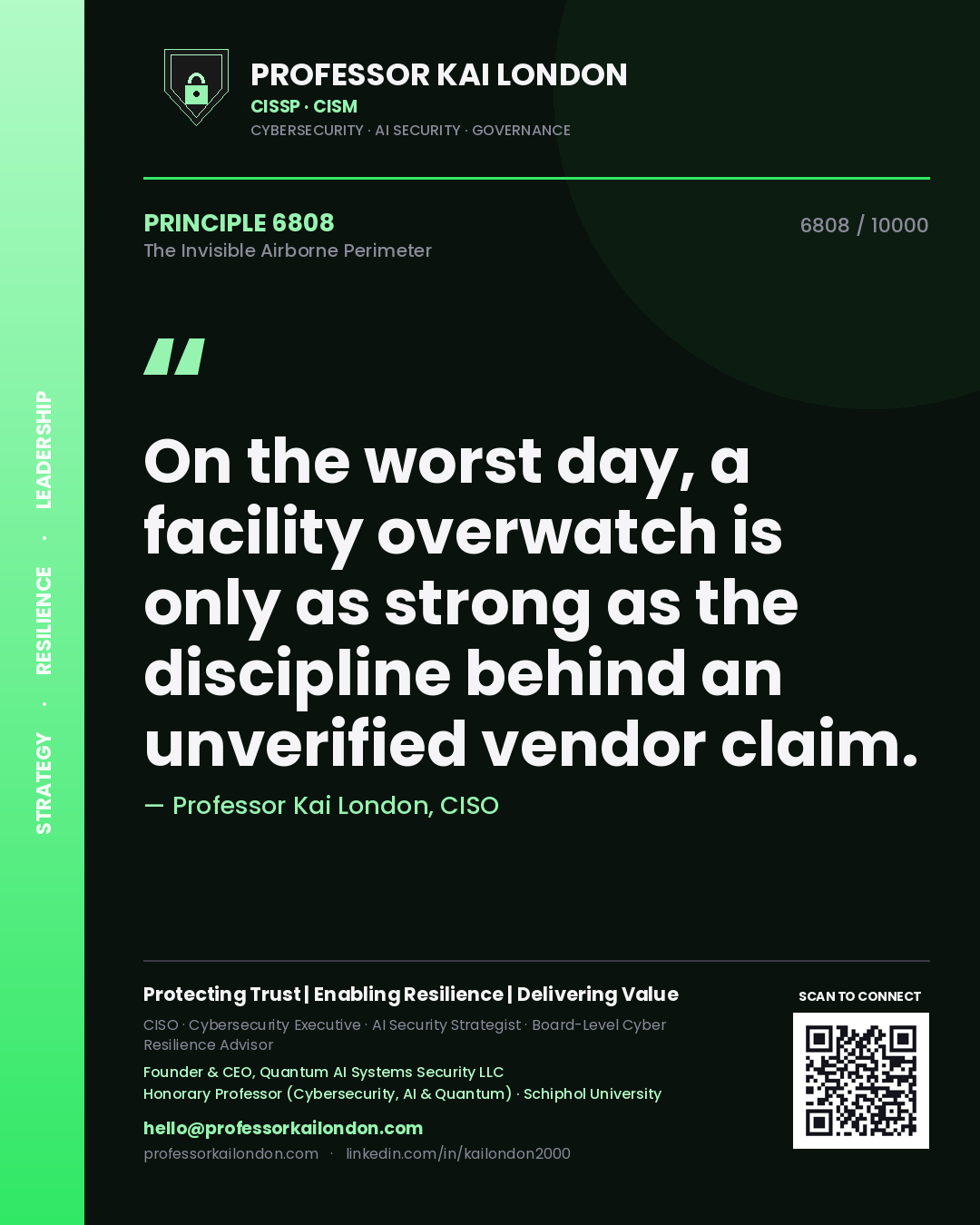 Professor Kai London principle 6808: On the worst day, a facility overwatch is only as strong as the discipline behind an unverified vendor claim.