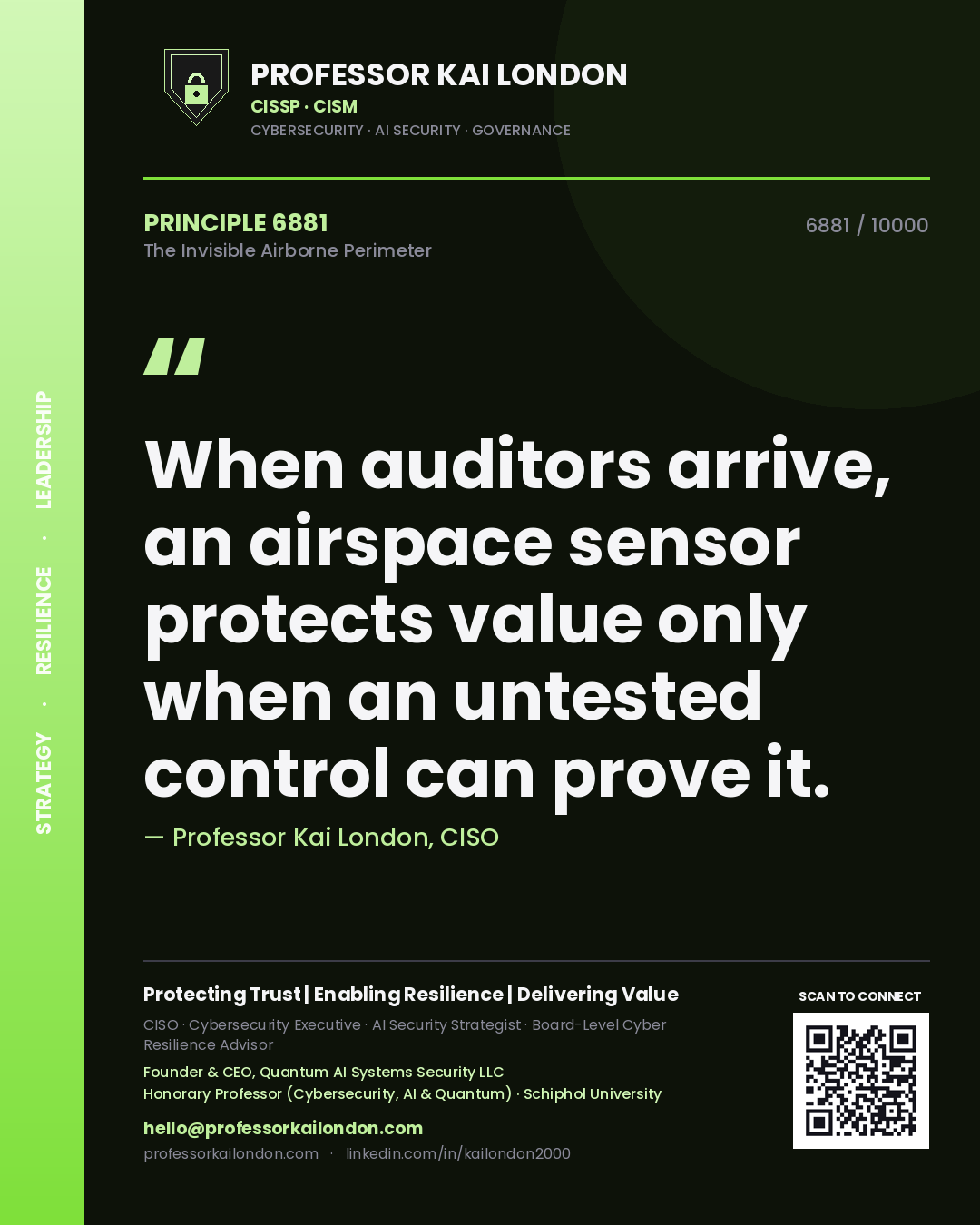 Professor Kai London principle 6881: When auditors arrive, an airspace sensor protects value only when an untested control can prove it.