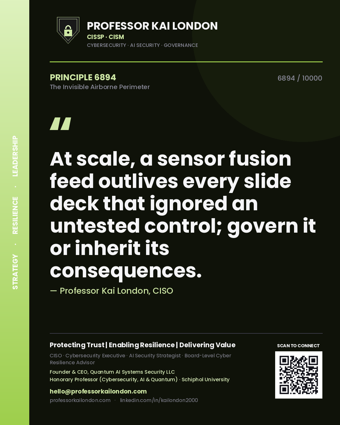 Professor Kai London principle 6894: At scale, a sensor fusion feed outlives every slide deck that ignored an untested control; govern it or inherit its consequences.