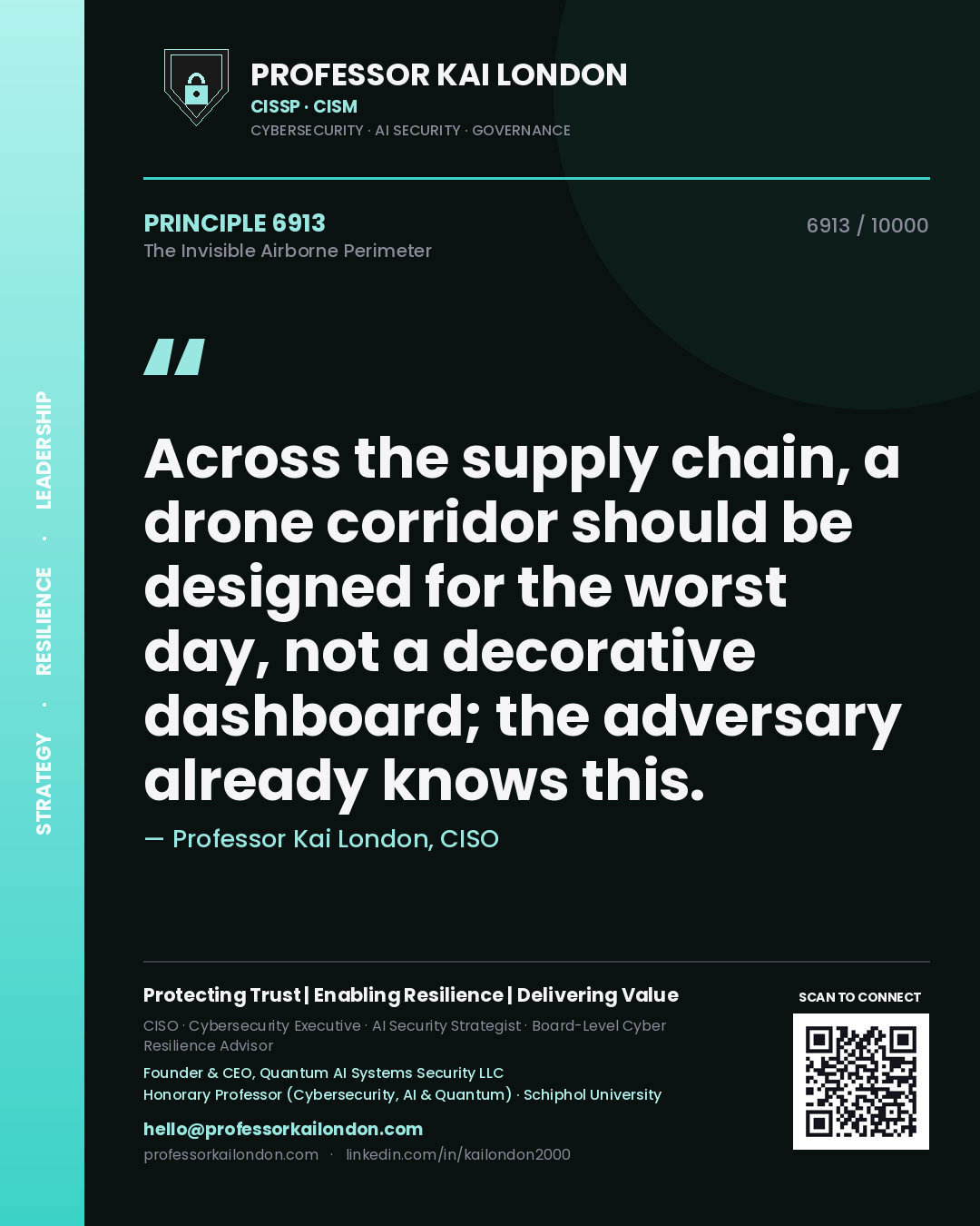 Professor Kai London principle 6913: Across the supply chain, a drone corridor should be designed for the worst day, not a decorative dashboard; the adversary already knows this.