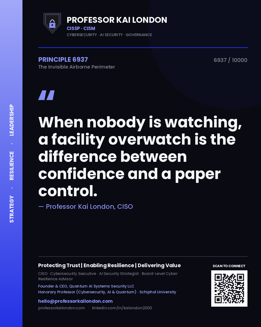 Professor Kai London principle 6937: When nobody is watching, a facility overwatch is the difference between confidence and a paper control.