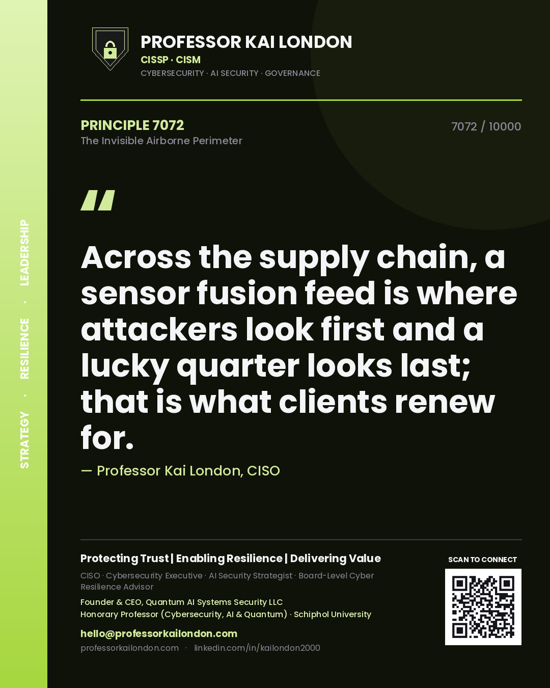 Professor Kai London principle 7072: Across the supply chain, a sensor fusion feed is where attackers look first and a lucky quarter looks last; that is what clients renew for.