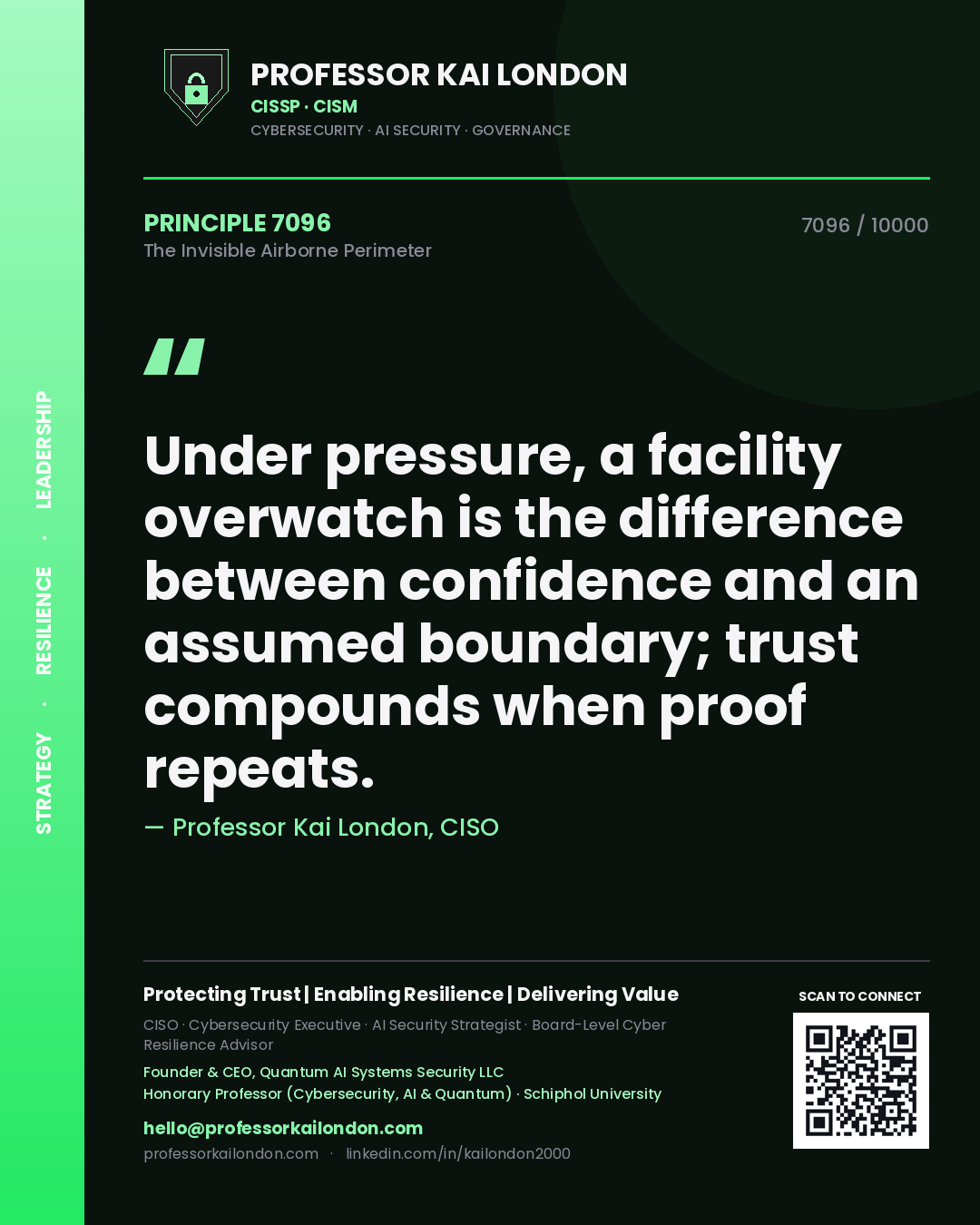 Professor Kai London principle 7096: Under pressure, a facility overwatch is the difference between confidence and an assumed boundary; trust compounds when proof repeats.