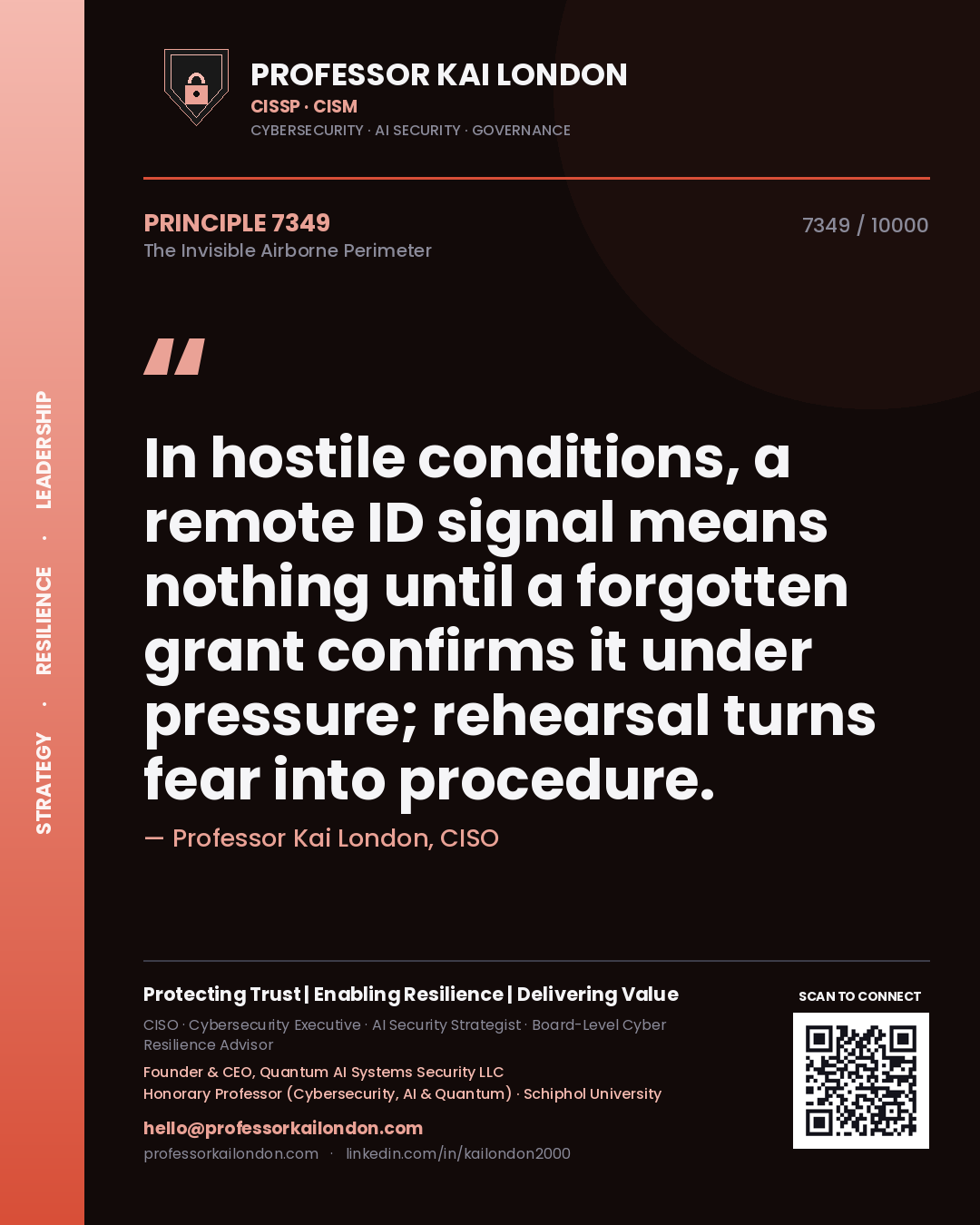 Professor Kai London principle 7349: In hostile conditions, a remote ID signal means nothing until a forgotten grant confirms it under pressure; rehearsal turns fear into procedure.