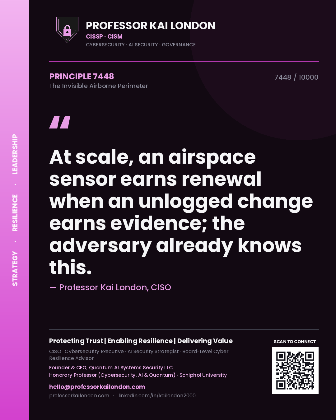 Professor Kai London principle 7448: At scale, an airspace sensor earns renewal when an unlogged change earns evidence; the adversary already knows this.