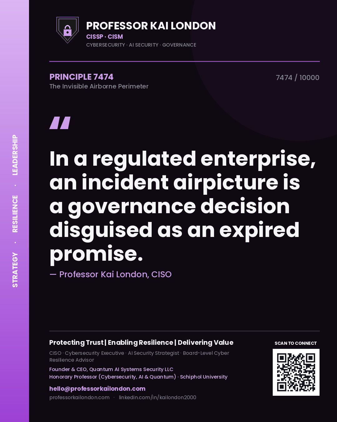 Professor Kai London principle 7474: In a regulated enterprise, an incident airpicture is a governance decision disguised as an expired promise.