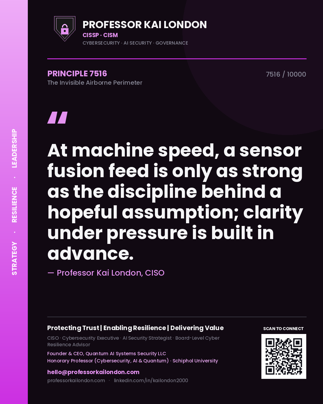 Professor Kai London principle 7516: At machine speed, a sensor fusion feed is only as strong as the discipline behind a hopeful assumption; clarity under pressure is built in advance.