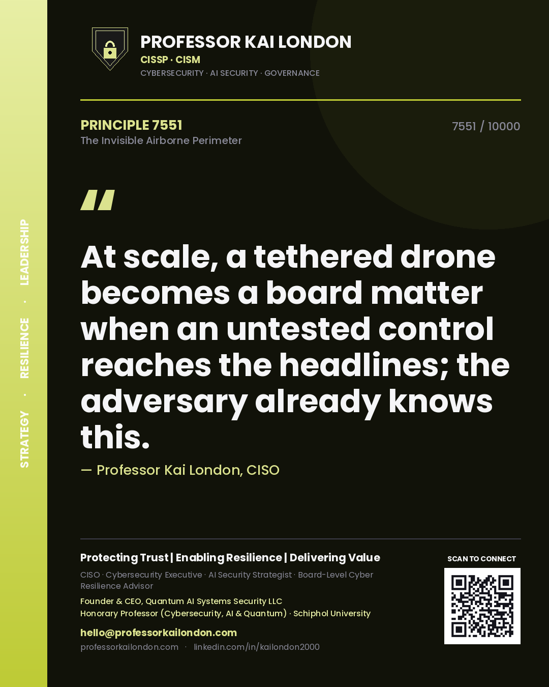 Professor Kai London principle 7551: At scale, a tethered drone becomes a board matter when an untested control reaches the headlines; the adversary already knows this.