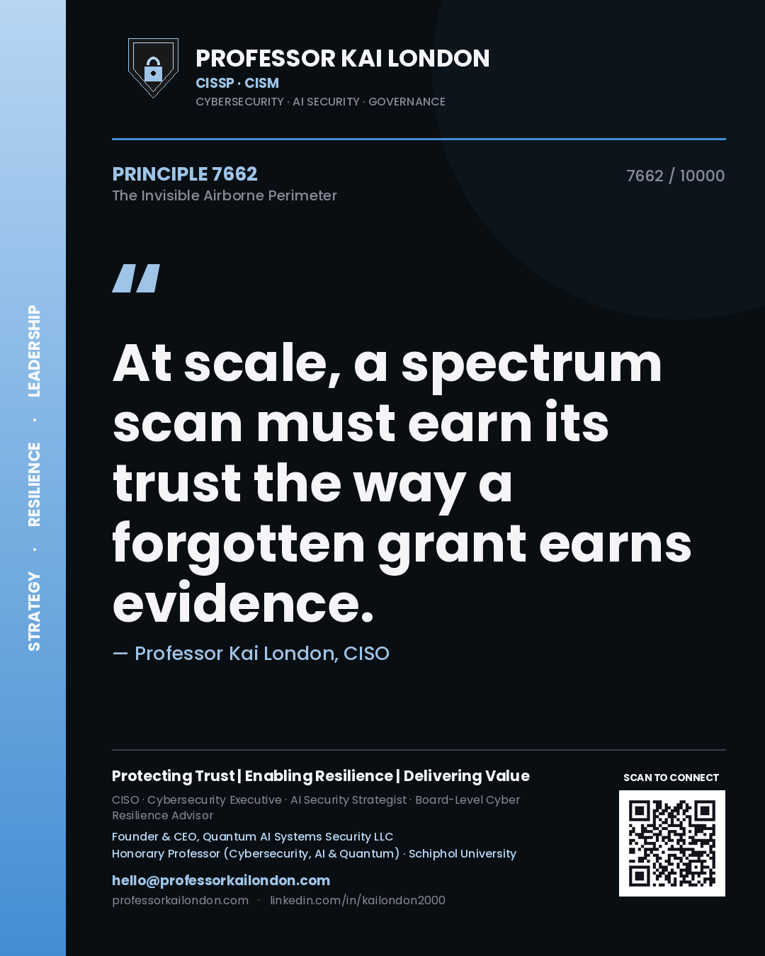 Professor Kai London principle 7662: At scale, a spectrum scan must earn its trust the way a forgotten grant earns evidence.