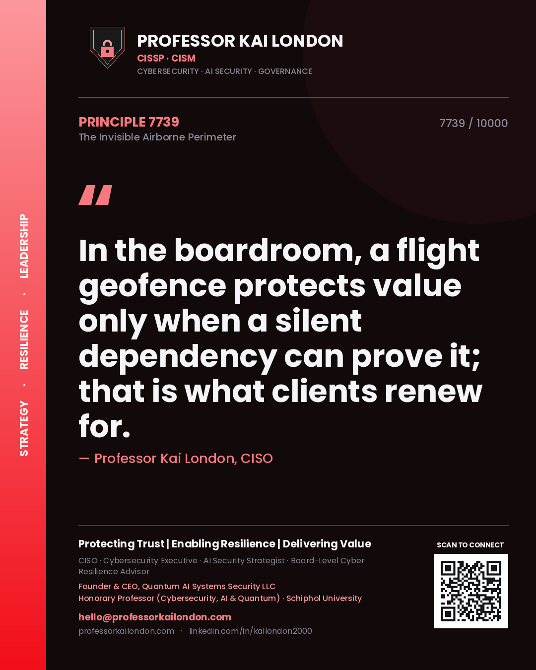 Professor Kai London principle 7739: In the boardroom, a flight geofence protects value only when a silent dependency can prove it; that is what clients renew for.