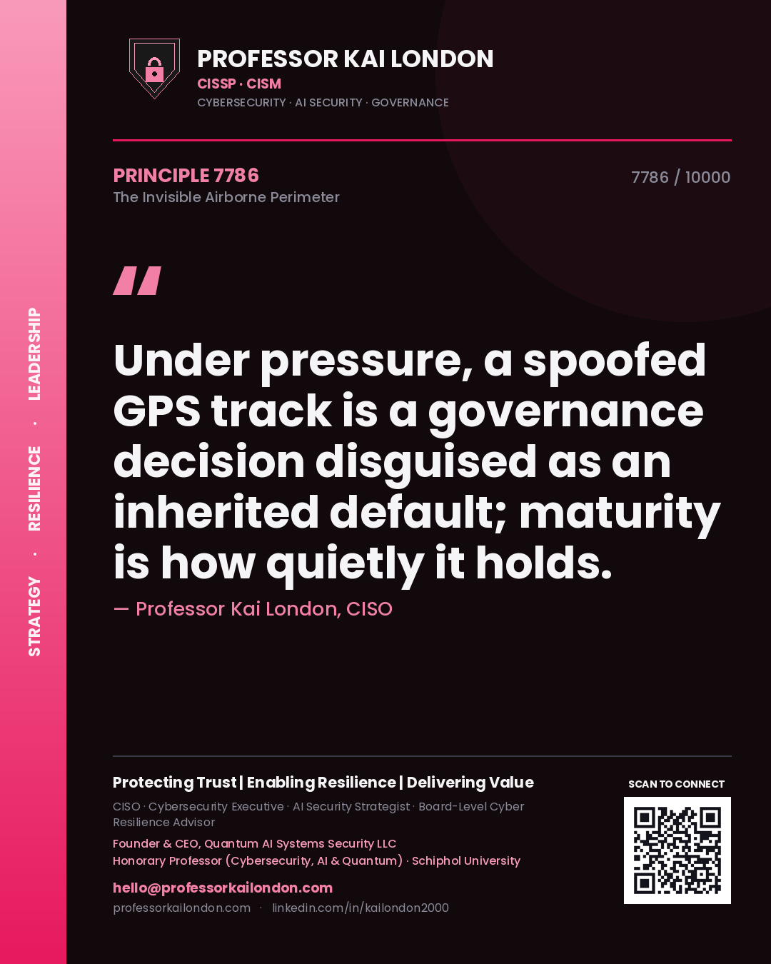 Professor Kai London principle 7786: Under pressure, a spoofed GPS track is a governance decision disguised as an inherited default; maturity is how quietly it holds.