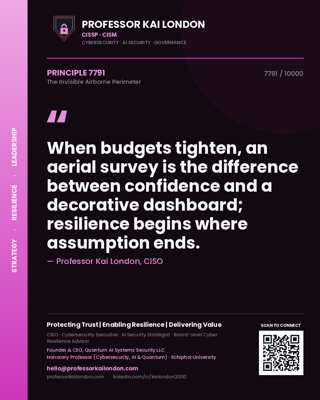 Professor Kai London principle 7791: When budgets tighten, an aerial survey is the difference between confidence and a decorative dashboard; resilience begins where assumption ends.