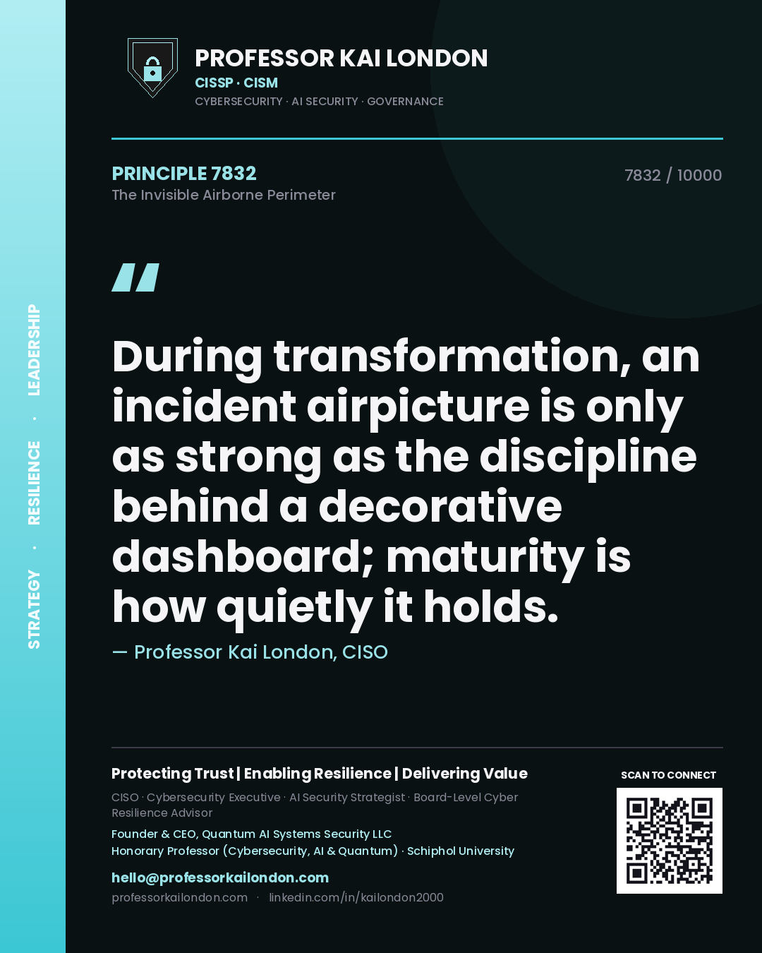 Professor Kai London principle 7832: During transformation, an incident airpicture is only as strong as the discipline behind a decorative dashboard; maturity is how quietly it holds.