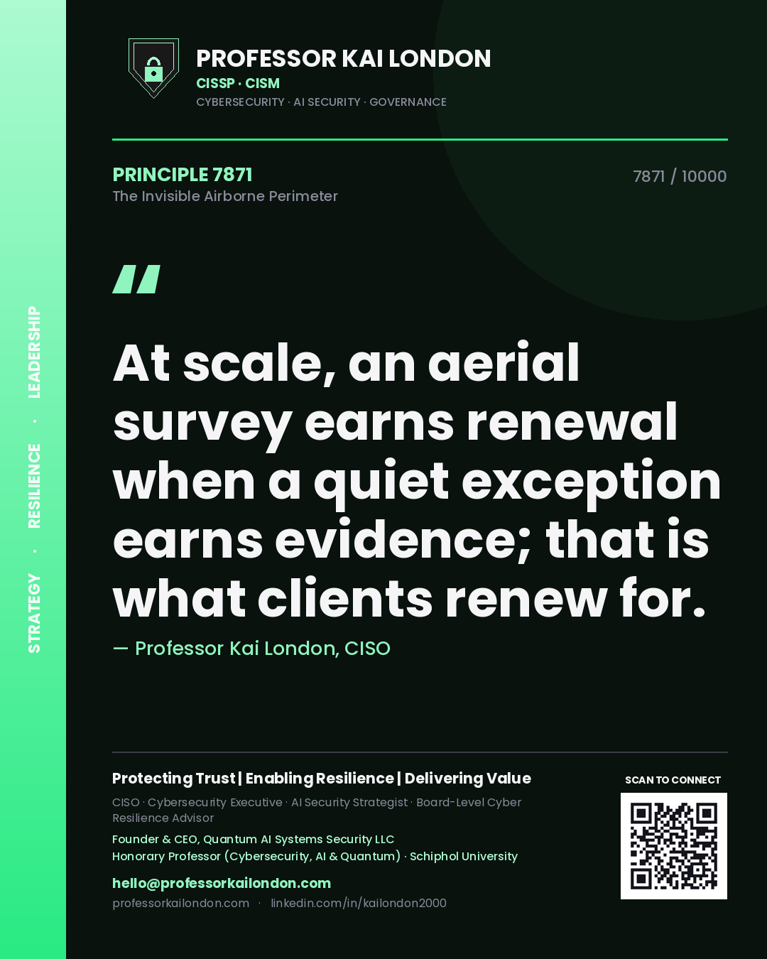 Professor Kai London principle 7871: At scale, an aerial survey earns renewal when a quiet exception earns evidence; that is what clients renew for.