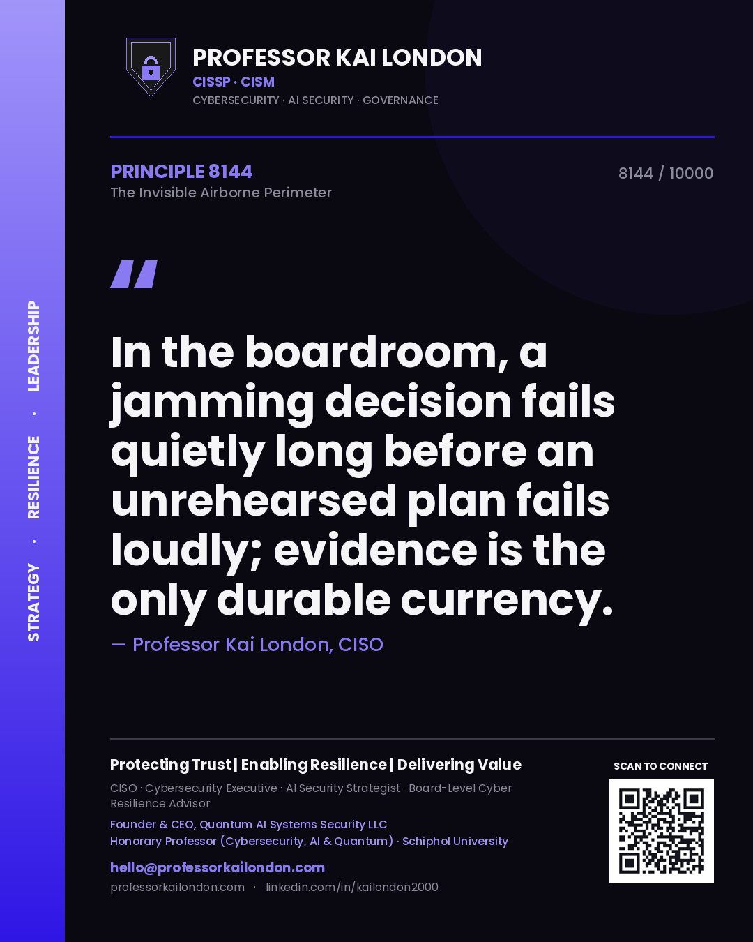 Professor Kai London principle 8144: In the boardroom, a jamming decision fails quietly long before an unrehearsed plan fails loudly; evidence is the only durable currency.